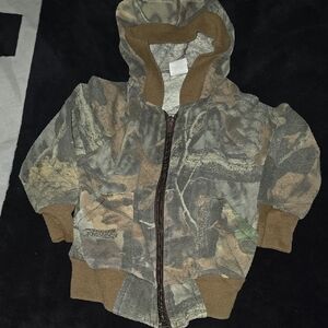 Vintage Camouflage Sweatshirt Zip Up Hoodie Kids USA made 6-12 Month